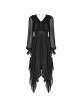 Gothic Female Black High Waist V-neck Long Chiffon Dress