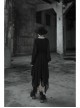 Gothic Female Black High Waist V-neck Long Chiffon Dress