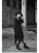 Gothic Female Black High Waist V-neck Long Chiffon Dress