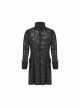 Stand-Up Collar Front Retro Pattern Ribbon Long Sleeve Black Gothic Lace Mesh Jacquard Coat