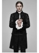 Stand-Up Collar Front Retro Pattern Ribbon Long Sleeve Black Gothic Lace Mesh Jacquard Coat