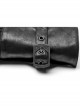 Decal Collar Long Sleeve Splice Leather Cuff Black Punk Striped Shirt