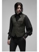 Decal Collar Long Sleeve Splice Leather Cuff Black Punk Striped Shirt