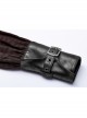 Decal Collar Long Sleeve Splice Leather Cuff Brown Punk Striped Shirt