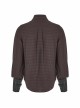 Decal Collar Long Sleeve Splice Leather Cuff Brown Punk Striped Shirt