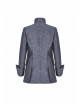 Stand-Up Collar Front Retro Button Slit Lace-Up Cuff Slit Hem Black Gothic Vintage Solid Jacquard Coat