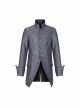 Stand-Up Collar Front Retro Button Slit Lace-Up Cuff Slit Hem Black Gothic Vintage Solid Jacquard Coat