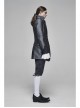 Stand-Up Collar Front Retro Button Slit Lace-Up Cuff Slit Hem Black Gothic Vintage Solid Jacquard Coat