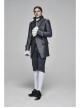 Stand-Up Collar Front Retro Button Slit Lace-Up Cuff Slit Hem Black Gothic Vintage Solid Jacquard Coat