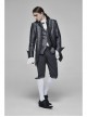 Stand-Up Collar Front Retro Button Slit Lace-Up Cuff Slit Hem Black Gothic Vintage Solid Jacquard Coat