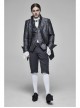 Stand-Up Collar Front Retro Button Slit Lace-Up Cuff Slit Hem Black Gothic Vintage Solid Jacquard Coat