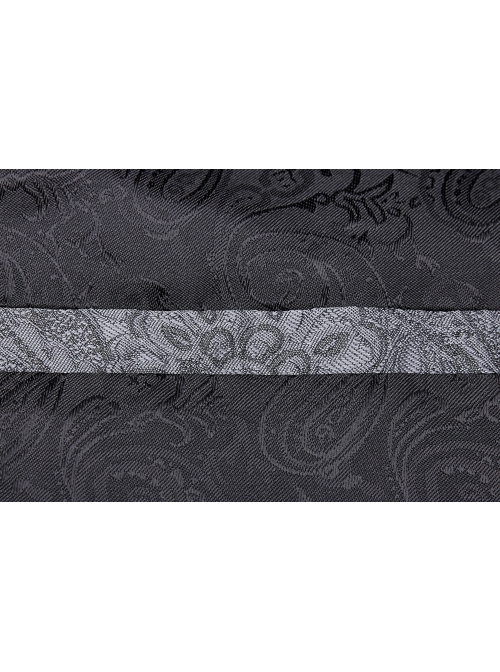 Stand-Up Collar Front Retro Button Slit Lace-Up Cuff Slit Hem Black Gothic Vintage Solid Jacquard Coat
