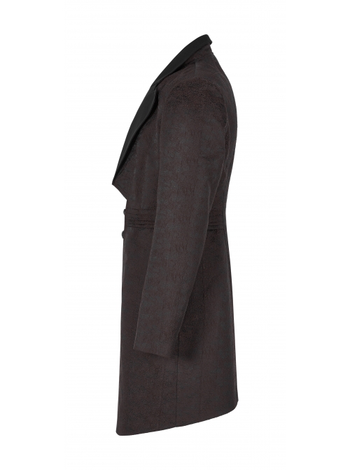Fake Two-Piece Front Metal Retro Button Long Sleeve Brown Gothic Retro Jacquard Coat