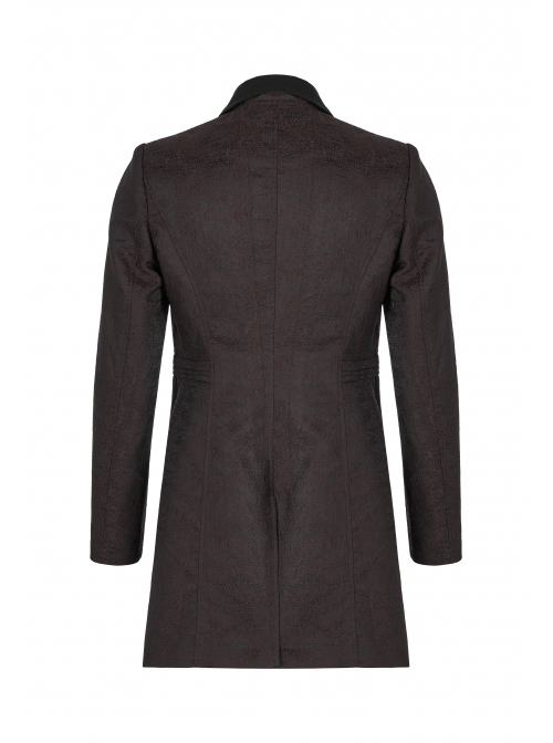 Fake Two-Piece Front Metal Retro Button Long Sleeve Brown Gothic Retro Jacquard Coat