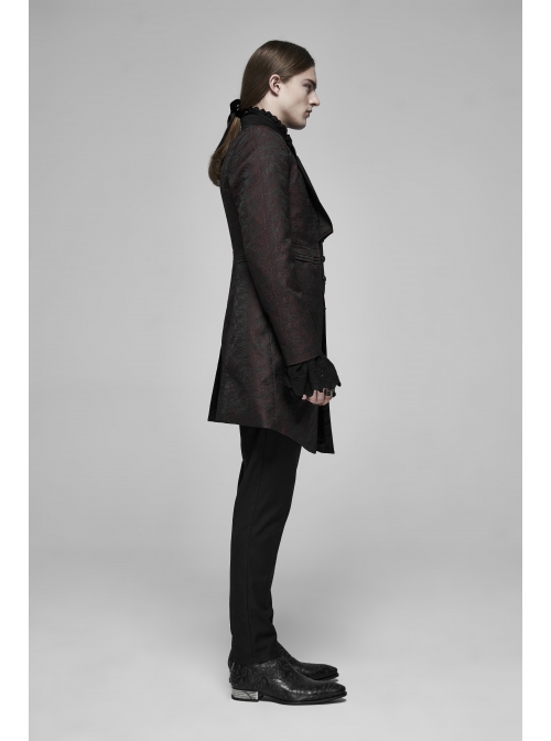 Fake Two-Piece Front Metal Retro Button Long Sleeve Brown Gothic Retro Jacquard Coat