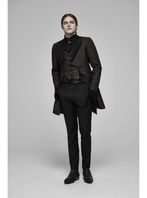 Fake Two-Piece Front Metal Retro Button Long Sleeve Brown Gothic Retro Jacquard Coat
