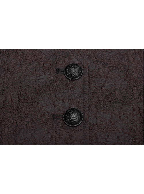 Fake Two-Piece Front Metal Retro Button Long Sleeve Brown Gothic Retro Jacquard Coat