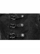 Stand-Up Collar Asymmetric Flaps Metal Retro Button Back Waist Lace-Up Black Gothic Coat