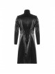 Stand-Up Collar Asymmetric Flaps Metal Retro Button Back Waist Lace-Up Black Gothic Coat