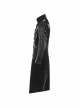 Stand-Up Collar Asymmetric Flaps Metal Retro Button Back Waist Lace-Up Black Gothic Coat