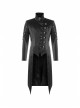 Stand-Up Collar Asymmetric Flaps Metal Retro Button Back Waist Lace-Up Black Gothic Coat