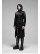 Stand-Up Collar Asymmetric Flaps Metal Retro Button Back Waist Lace-Up Black Gothic Coat