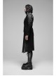 Stand-Up Collar Asymmetric Flaps Metal Retro Button Back Waist Lace-Up Black Gothic Coat
