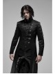 Stand-Up Collar Asymmetric Flaps Metal Retro Button Back Waist Lace-Up Black Gothic Coat