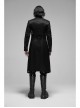 Stand-Up Collar Asymmetric Flaps Metal Retro Button Back Waist Lace-Up Black Gothic Coat