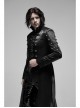 Stand-Up Collar Asymmetric Flaps Metal Retro Button Back Waist Lace-Up Black Gothic Coat