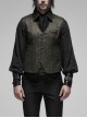 V-Neck Front Metal Retro Button Back Waist Metal Hasp Black Gothic Jacquard Vest