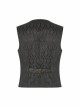 V-Neck Front Metal Retro Button Back Waist Metal Hasp Black Gothic Jacquard Vest