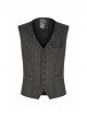 V-Neck Front Metal Retro Button Back Waist Metal Hasp Black Gothic Jacquard Vest