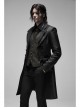 V-Neck Front Metal Retro Button Back Waist Metal Hasp Black Gothic Jacquard Vest