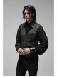 V-Neck Front Metal Retro Button Back Waist Metal Hasp Black Gothic Jacquard Vest
