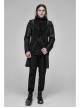 Stand-Up Collar Front Applique Button Long Sleeve Black Gothic Jacquard Coat