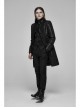 Stand-Up Collar Front Applique Button Long Sleeve Black Gothic Jacquard Coat