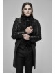 Stand-Up Collar Front Applique Button Long Sleeve Black Gothic Jacquard Coat
