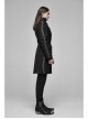 Stand-Up Collar Front Applique Button Long Sleeve Black Gothic Jacquard Coat