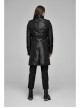 Stand-Up Collar Front Applique Button Long Sleeve Black Gothic Jacquard Coat