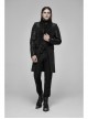 Stand-Up Collar Front Applique Button Long Sleeve Black Gothic Jacquard Coat