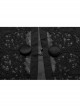 Stand-Up Collar Front Applique Button Long Sleeve Black Gothic Jacquard Coat