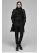 Front Button Side Applique Ribbon Ornament Back Waist Metal Hasp Slit Hem Black Gothic Vest