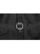 Front Button Side Applique Ribbon Ornament Back Waist Metal Hasp Slit Hem Black Gothic Vest