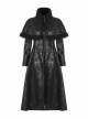 High Collar Small Cloak Decals Back Waist Lace-Up Black Gothic Imitation Fur Long Coat