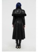 High Collar Small Cloak Decals Back Waist Lace-Up Black Gothic Imitation Fur Long Coat