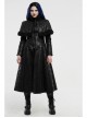 High Collar Small Cloak Decals Back Waist Lace-Up Black Gothic Imitation Fur Long Coat