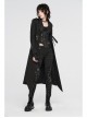 High Collar Metal Rivet Shoulder Epaulets Front Metal Hasp Long Sleeve Black Punk Twill Long Jacket