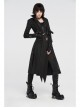 High Collar Metal Rivet Shoulder Epaulets Front Metal Hasp Long Sleeve Black Punk Twill Long Jacket