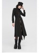 High Collar Metal Rivet Shoulder Epaulets Front Metal Hasp Long Sleeve Black Punk Twill Long Jacket